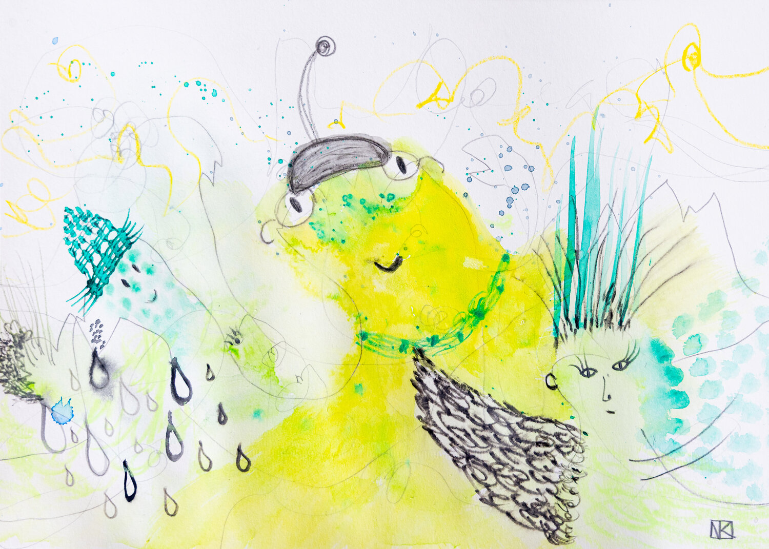 Frog & Friends Nora Kalinda Work on Paper for sale