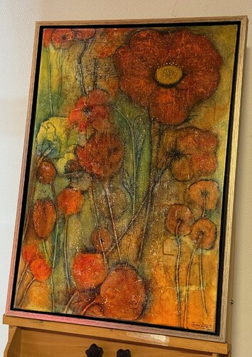 Blütenpracht in Orange van Iris Monhof, Schilderij te koop op Singulart