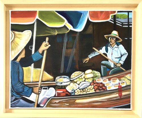 Marché Flottant di Séverine Gallois, Pittura in vendita su Singulart