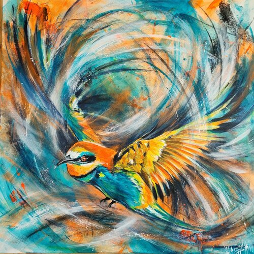 tanzender Bienenfresser by Inge Gründel-Pfaff, 油畫 for Sale on Singulart