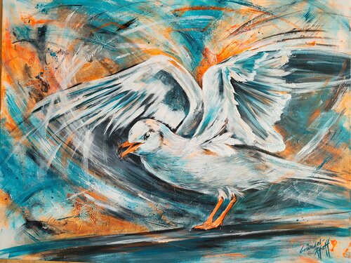 Lachmöve by Inge Gründel-Pfaff, Painting for Sale on Singulart