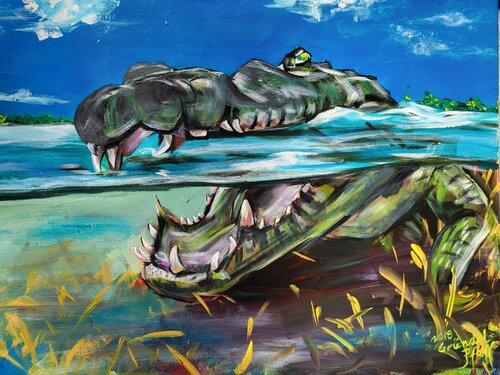 Krafttier Alligator von Inge Gründel-Pfaff, Malerei kaufen auf Singulart