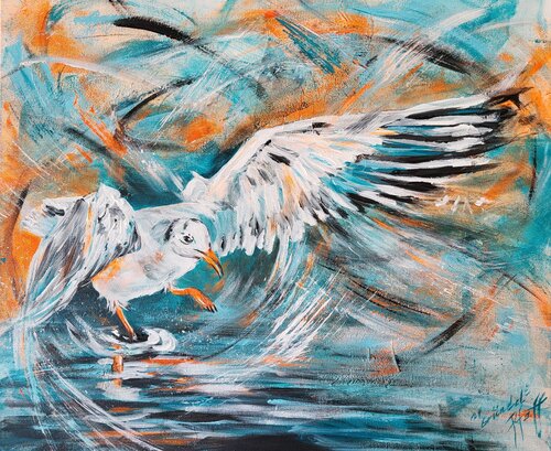 Vollstart (Möve) di Inge Gründel-Pfaff, Pittura in vendita su Singulart