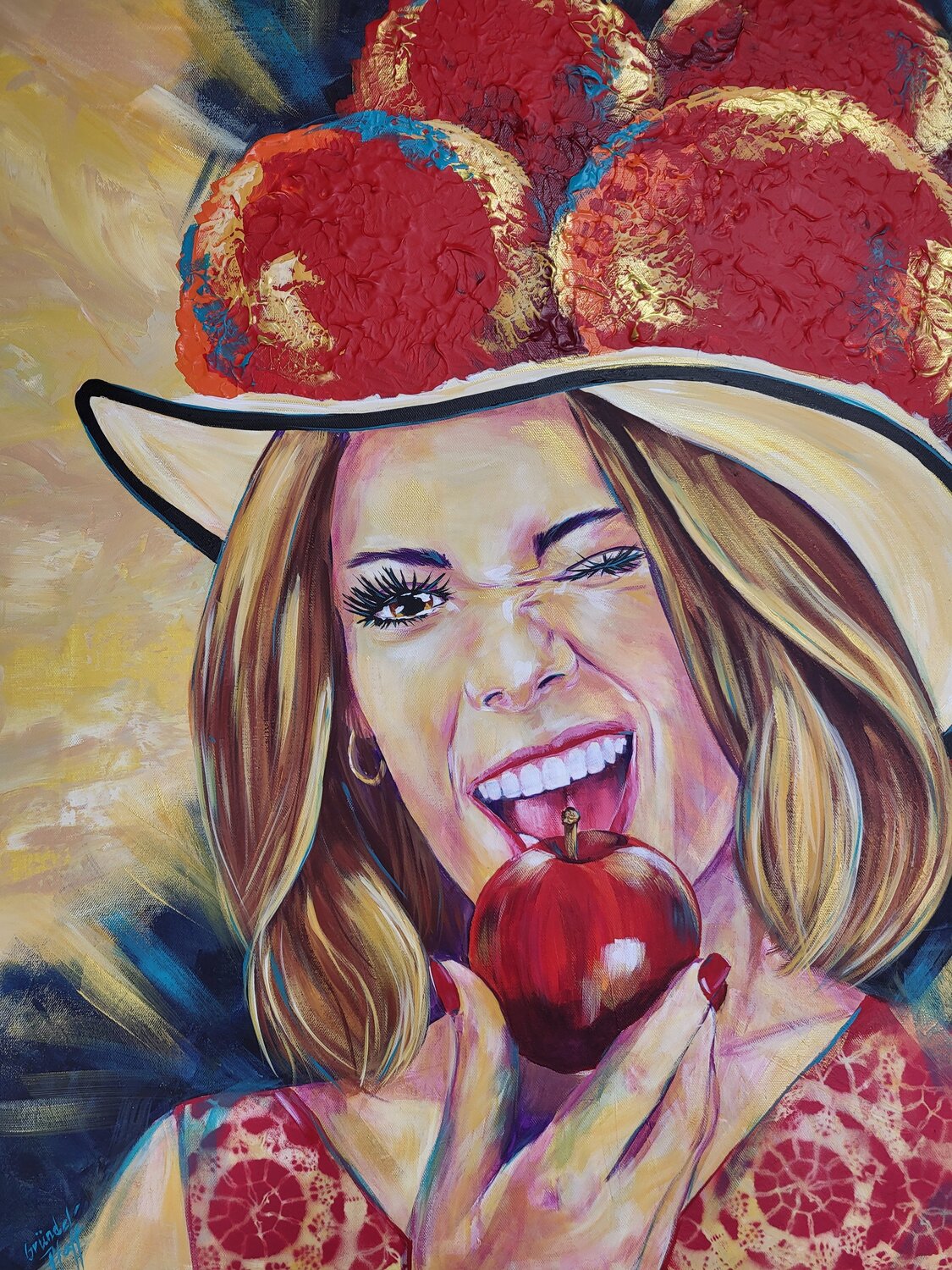 Schwarzwaldmädel  mit Apfel Inge Gründel-Pfaff