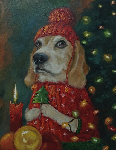 New Year Beagle von Jane Lantsman, Malerei kaufen auf Singulart