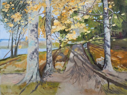 Gold autumn landscape Jane Lantsman