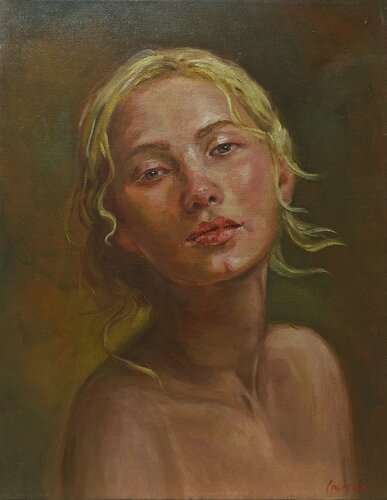 A portrait of a young woman by Jane Lantsman, Painting for Sale on Singulart
