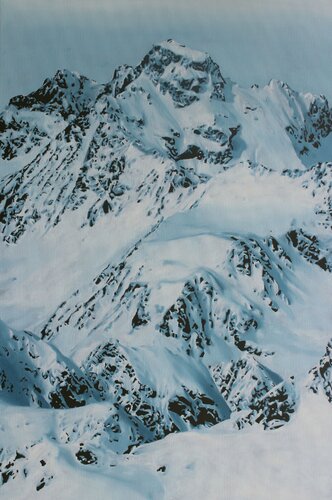 Original Ölgemälde, Bergmassiv, Ruhe und Eleganz, 60x90cm van Herwig Port, Schilderij te koop op Singulart