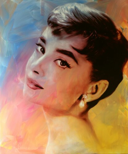 Audrey Hepburn, Original Öl auf Leinwand di Herwig Port, Pittura in vendita su Singulart