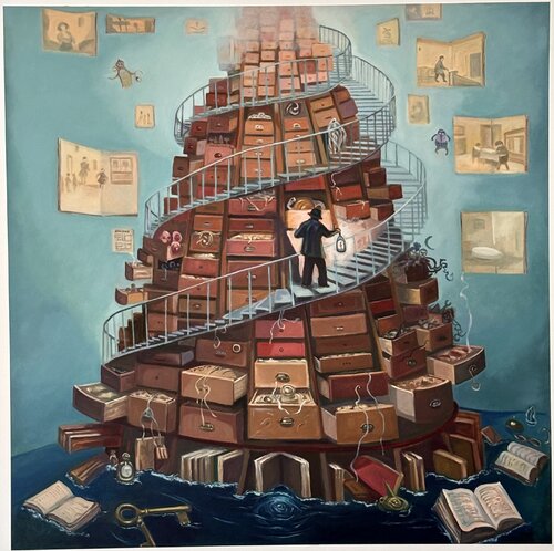 La Torre della Memoria van Luigi Abbiati, Schilderij te koop op Singulart