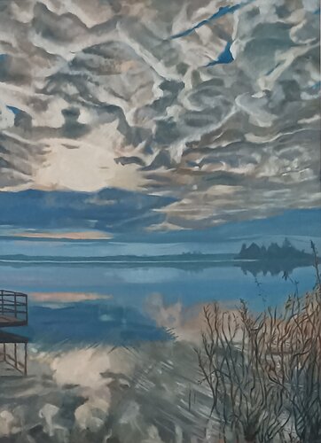 Alba sul Lago di Varese van Luigi Abbiati, Schilderij te koop op Singulart