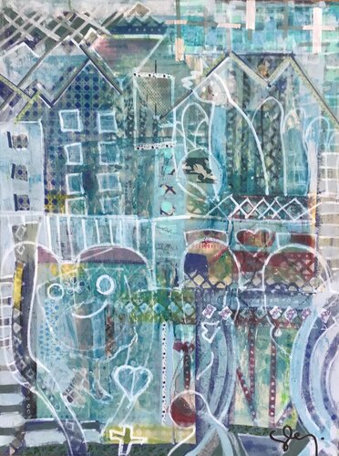 Bleu par Sarah Lanyi, Œuvre sur papier en vente sur Singulart