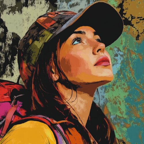 HIKING WOMAN von Claudia Sauter, Malerei kaufen auf Singulart