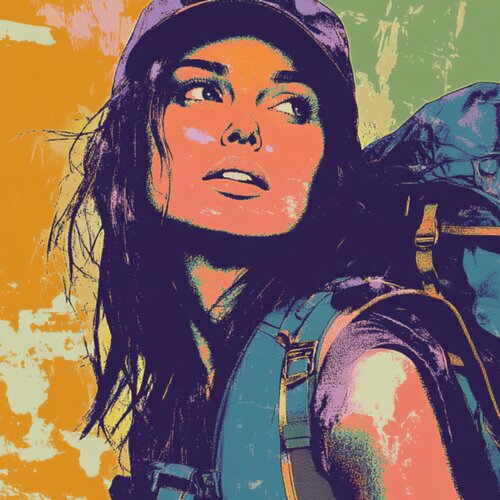 HIKING POP WOMAN von Claudia Sauter, Malerei kaufen auf Singulart