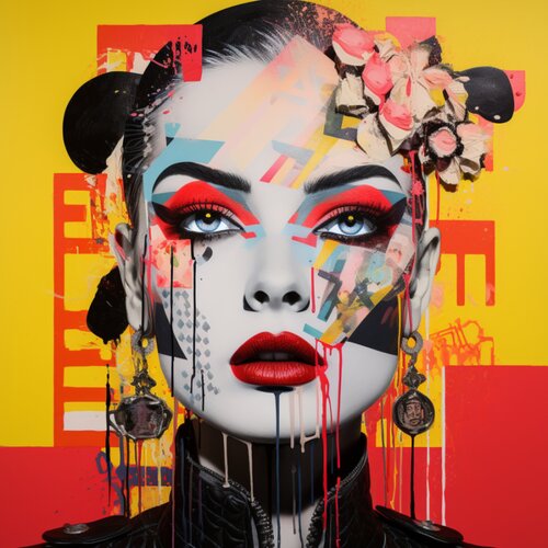 ASIAN BEAUTY IN RED van Claudia Sauter, Schilderij te koop op Singulart
