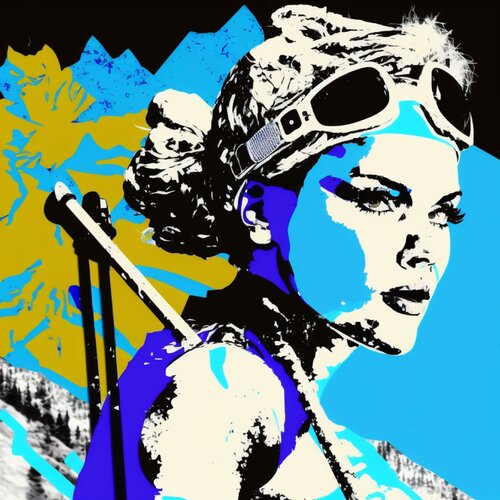 NORDIC SKIING IN BLUE von Claudia Sauter, Malerei kaufen auf Singulart