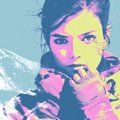 PINK STYLING SKIING von Claudia Sauter, Malerei kaufen auf Singulart