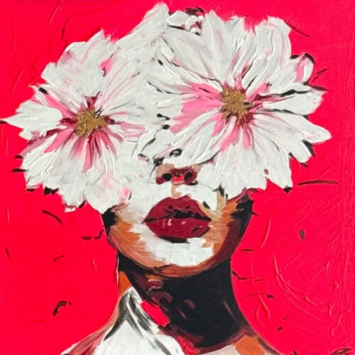 FLOWERS OVER THE EYES di Claudia Sauter, Pittura in vendita su Singulart