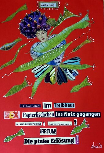 Theodora und die Papierfischchen van Christine Hagelkrüys, Werk op papier te koop op Singulart