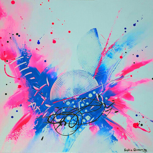PINK SPRING (Série Toile abstraite lyrique) de Sophie Queuniez, Pintura a la venta en Singulart