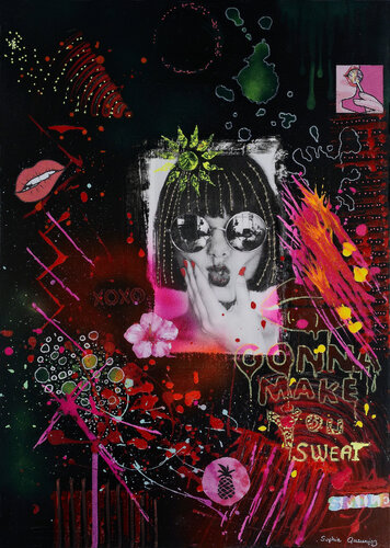 SUMMER VIBES (Série Portrait Pop Art) de Sophie Queuniez, Pintura a la venta en Singulart