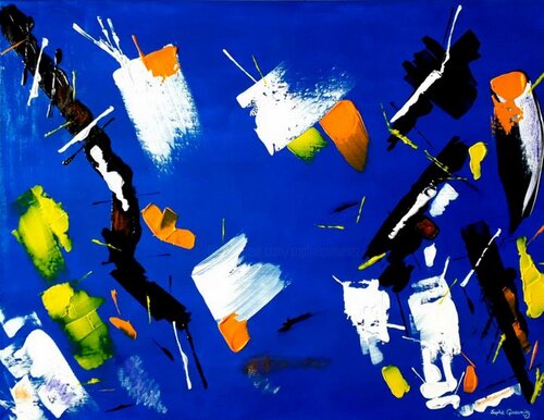 MY SPANISH HEART (Série Toile abstraite géométrique) von Sophie Queuniez, Malerei kaufen auf Singulart