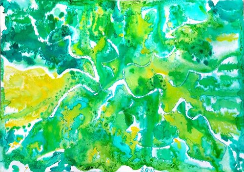 A LA CROISEE DES CHEMINS (Aquarelle abstraite) von Sophie Queuniez, Malerei kaufen auf Singulart