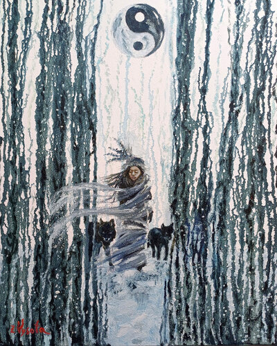 Black and White Moon. di Zinaida Vysota Dacenko, Pittura in vendita su Singulart
