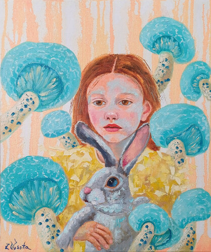 Alice and the Dreams of the Blue Forest van Zinaida Vysota Dacenko, Schilderij te koop op Singulart