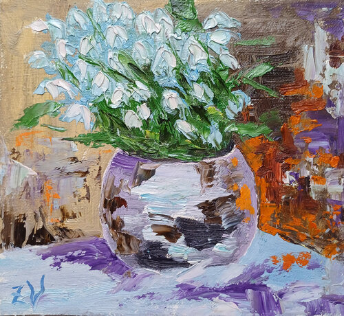 Delicate Snowdrops. von Zinaida Vysota Dacenko, Malerei kaufen auf Singulart