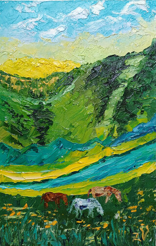 Mountains and Valleys. von Zinaida Vysota Dacenko, Malerei kaufen auf Singulart