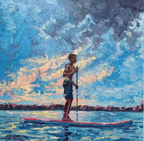 Sunset on the Waves di Zinaida Vysota Dacenko, Pittura in vendita su Singulart