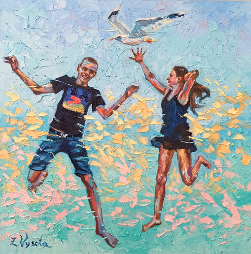 Soaring Above the Waves - A Fun Adventure. di Zinaida Vysota Dacenko, Pittura in vendita su Singulart