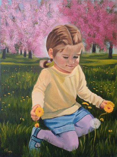 A Moment of Childhood. di Zinaida Vysota Dacenko, Pittura in vendita su Singulart