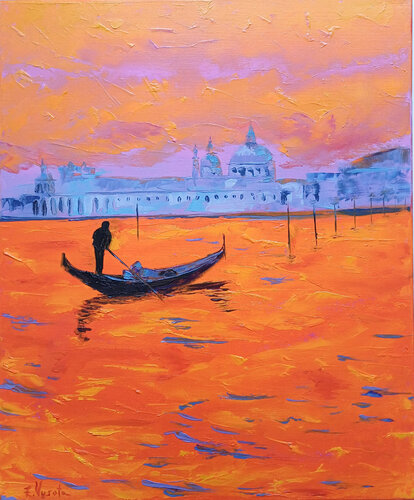 Sunset Over the Lagoon. von Zinaida Vysota Dacenko, Malerei kaufen auf Singulart