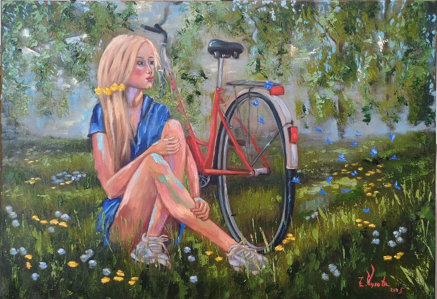 A Warm Day in June-Summer Silence. Zinaida Vysota Dacenko Originalgemälde zu verkaufen
