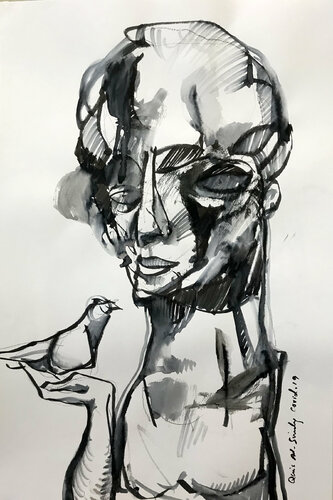 My young friend. van Qais Al Sindy, Tekening te koop op Singulart