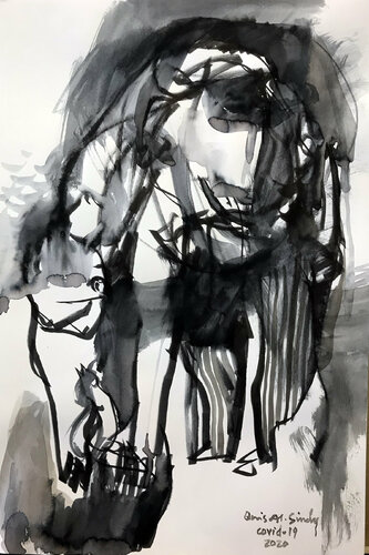 My Good friend. van Qais Al Sindy, Tekening te koop op Singulart