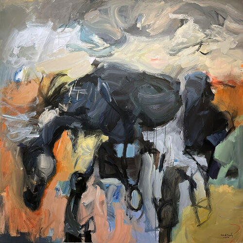 The Black Horse That Carried the Sky van Qais Al Sindy, Schilderij te koop op Singulart