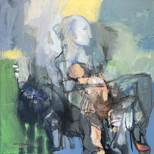 I see Mast on the Distant Horizon van Qais Al Sindy, Schilderij te koop op Singulart