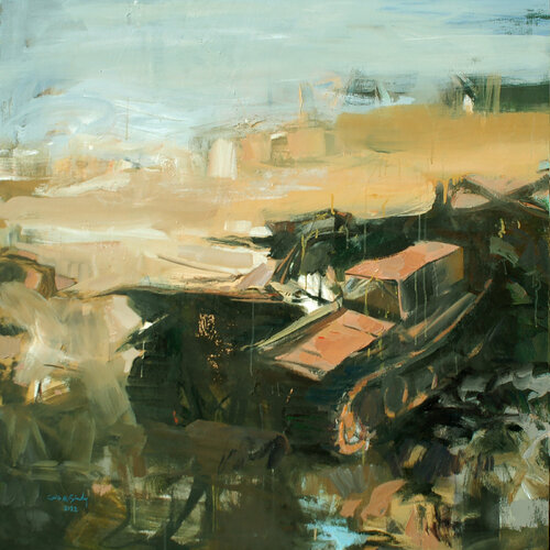 Abandoned tank van Qais Al Sindy, Schilderij te koop op Singulart