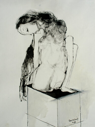 Warm Kiss of my Black Bird. van Qais Al Sindy, Schilderij te koop op Singulart