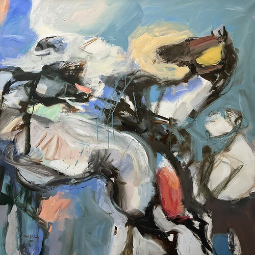 Horses in Red -2 van Qais Al Sindy, Schilderij te koop op Singulart