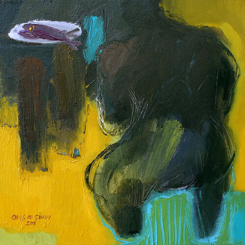 The Two Fish van Qais Al Sindy, Schilderij te koop op Singulart