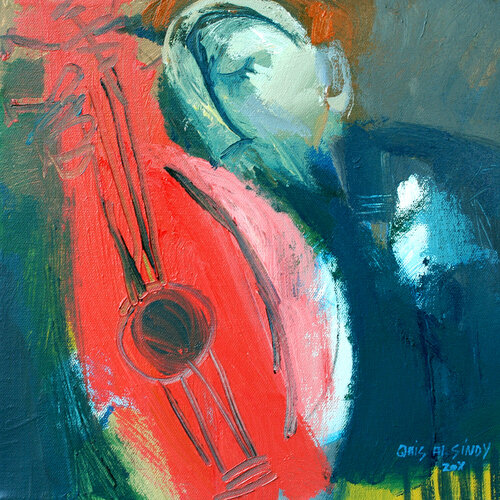 My Red Lute. van Qais Al Sindy, Schilderij te koop op Singulart