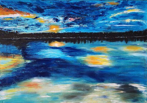 Mittsommernacht - Abstrakt par Tatiana Guennewig, Peinture en vente sur Singulart