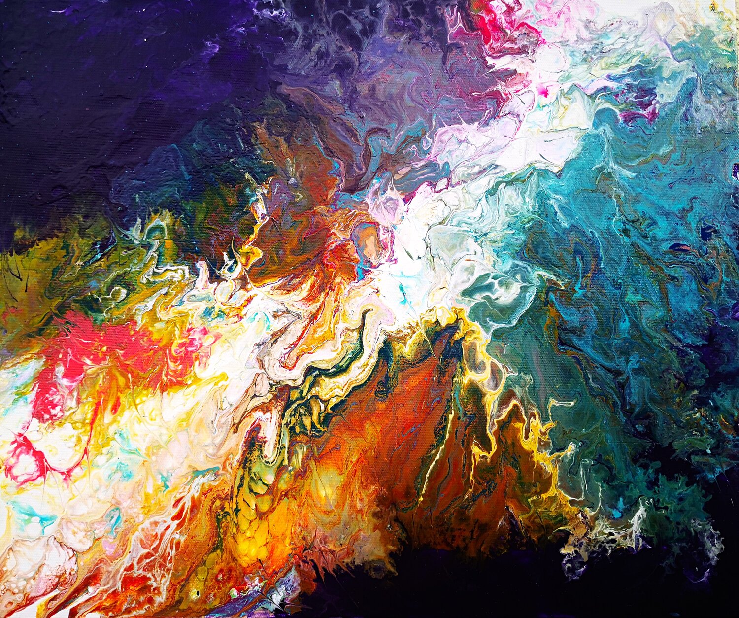Turbulence - Abstraktes Bild - Pouring Technik Tatiana Guennewig Originalgemälde zu verkaufen
