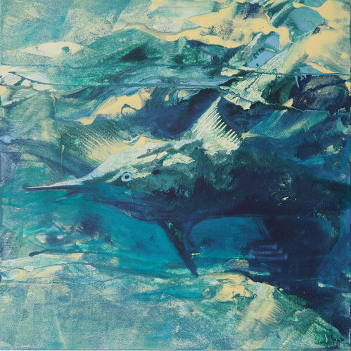 Blue Marlin par Susanne Kraft, Peinture en vente sur Singulart