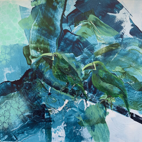 Grüne Tukane par Susanne Kraft, Peinture en vente sur Singulart