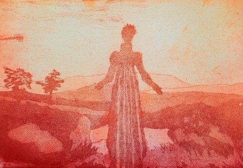 Frau vor der untergehenden Sonne, nach Caspar David Friedrich by Andrea Finck, Print for Sale on Singulart